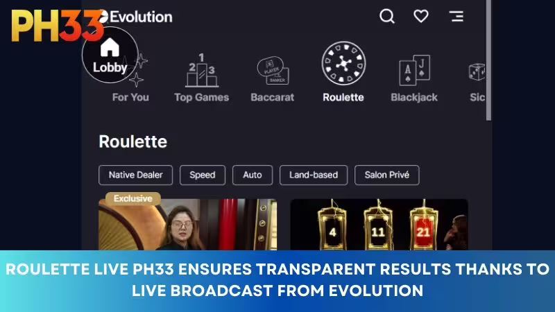 Live Roulette PH33 ensures transparent results thanks to live broadcast from Evolution